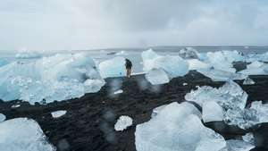 Polar icecaps melting due to climate change.